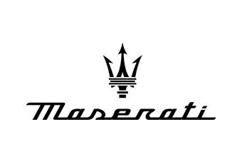 The image displays the Maserati logo, featuring a stylized black trident above the word Maserati in a sleek, cursive font. Perfectly centered on a white background, it reflects the brand's elegant and luxurious identity—a symbol recognized by any locksmith near me handling car key replacements.